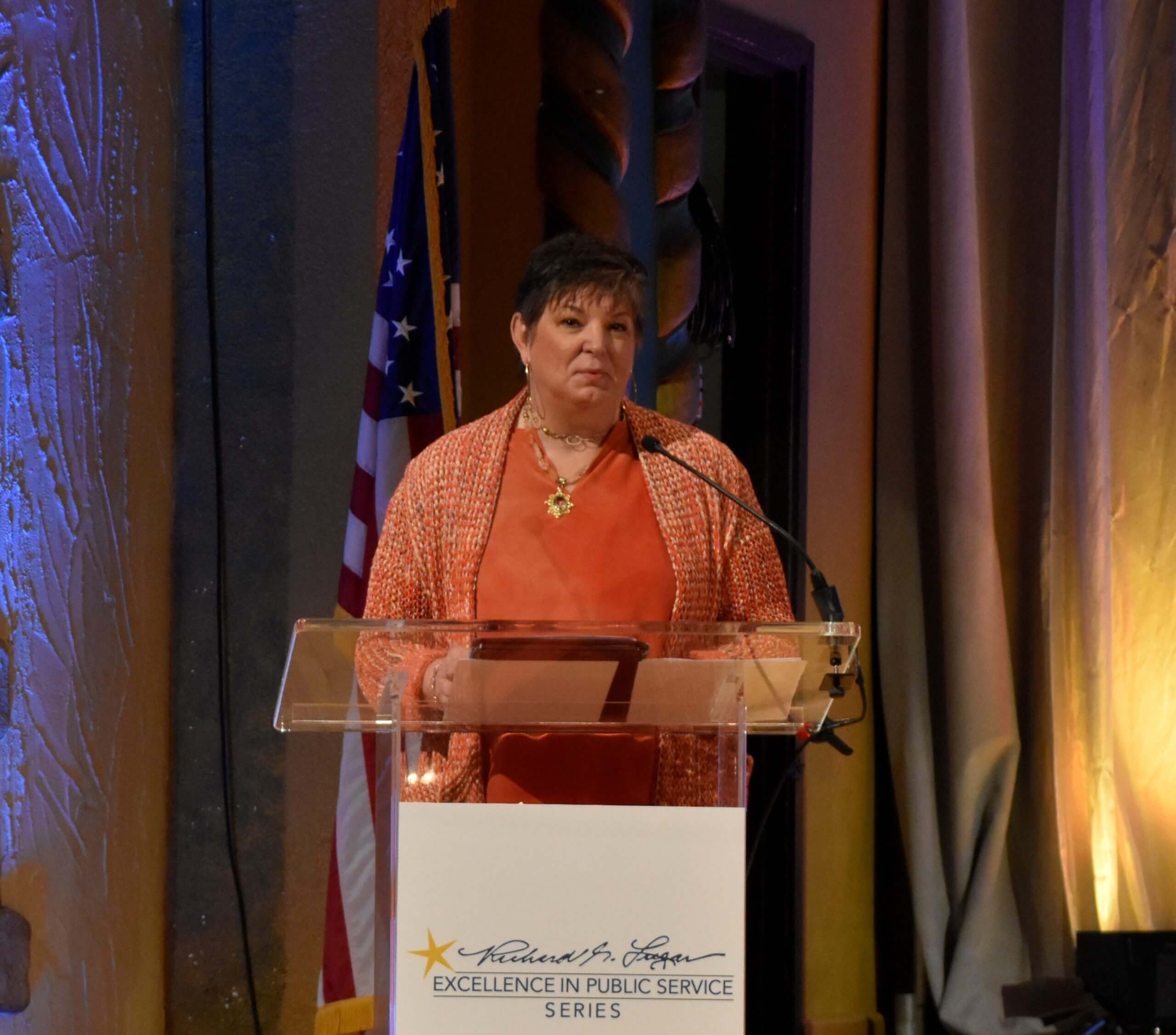 A Lugar Series speaker addresses the crowd
