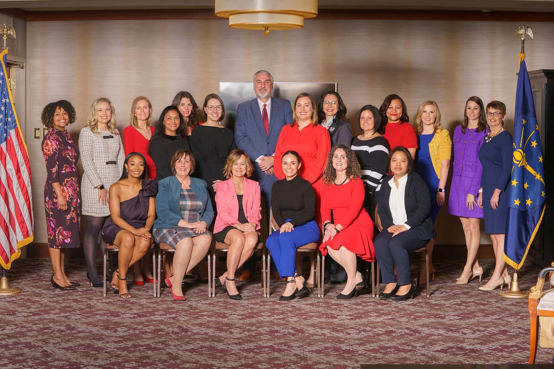 Members of the Lugar Series take a group photo at the Annual Luncheon with the featured speaker