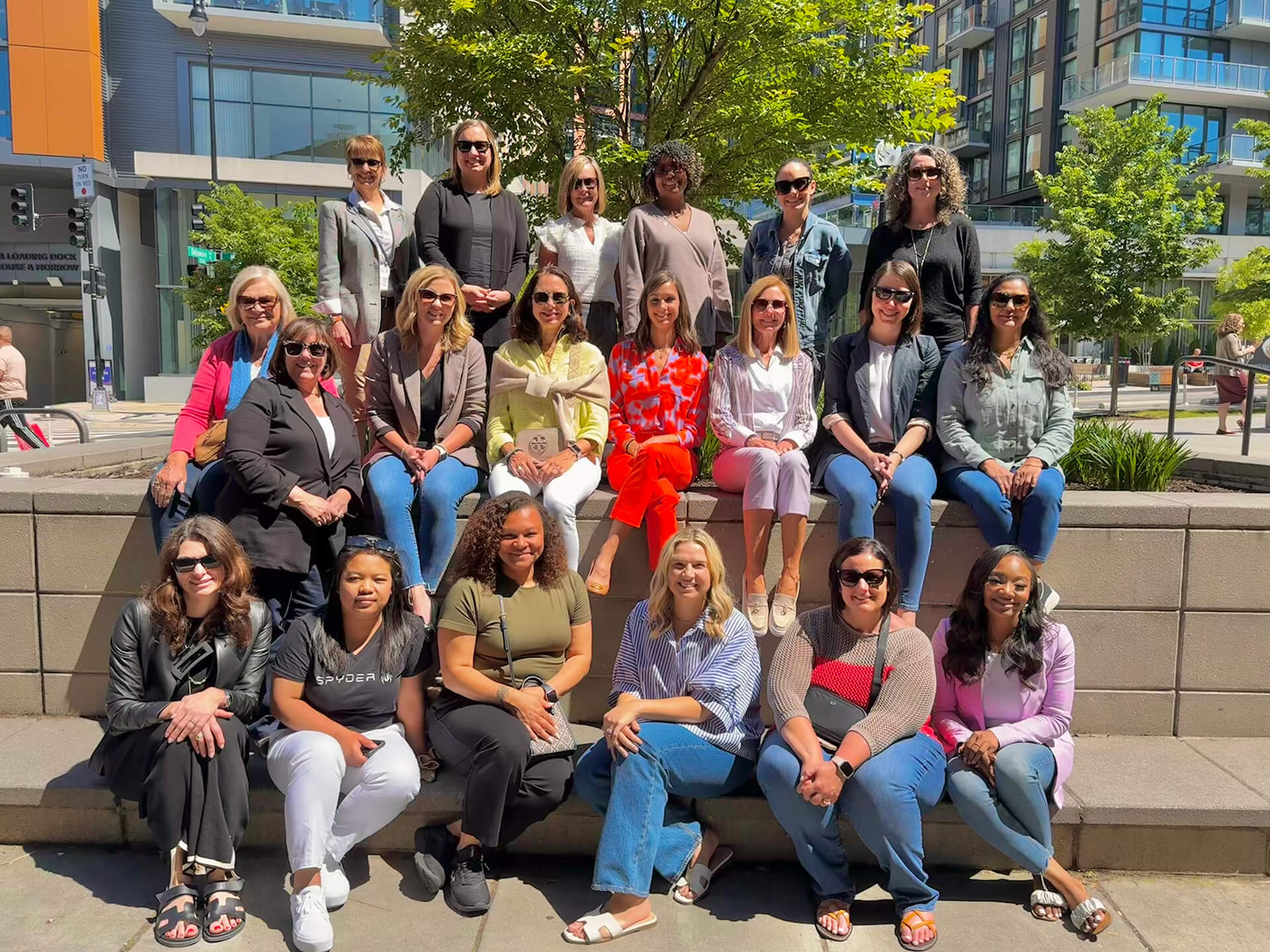 Lugar Series women gather outdoors during the D.C. leadership trip