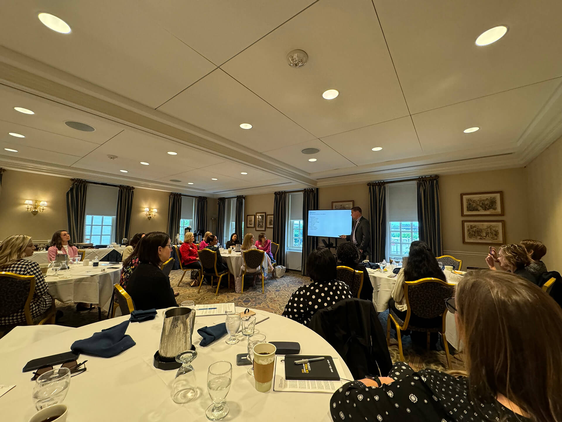 Attendees listen to a speaker during a Lugar Series seminar